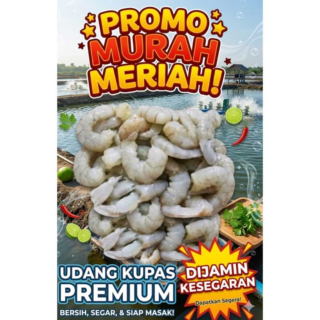 Promo Udang kupas vaname size 60 Frozen @1kg