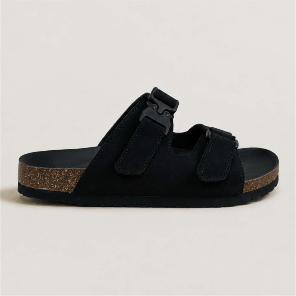 Jull Studio Agadir Cork - Black Suede Leather | Sandal Selop Kulit Asli Nyaman Pria Original