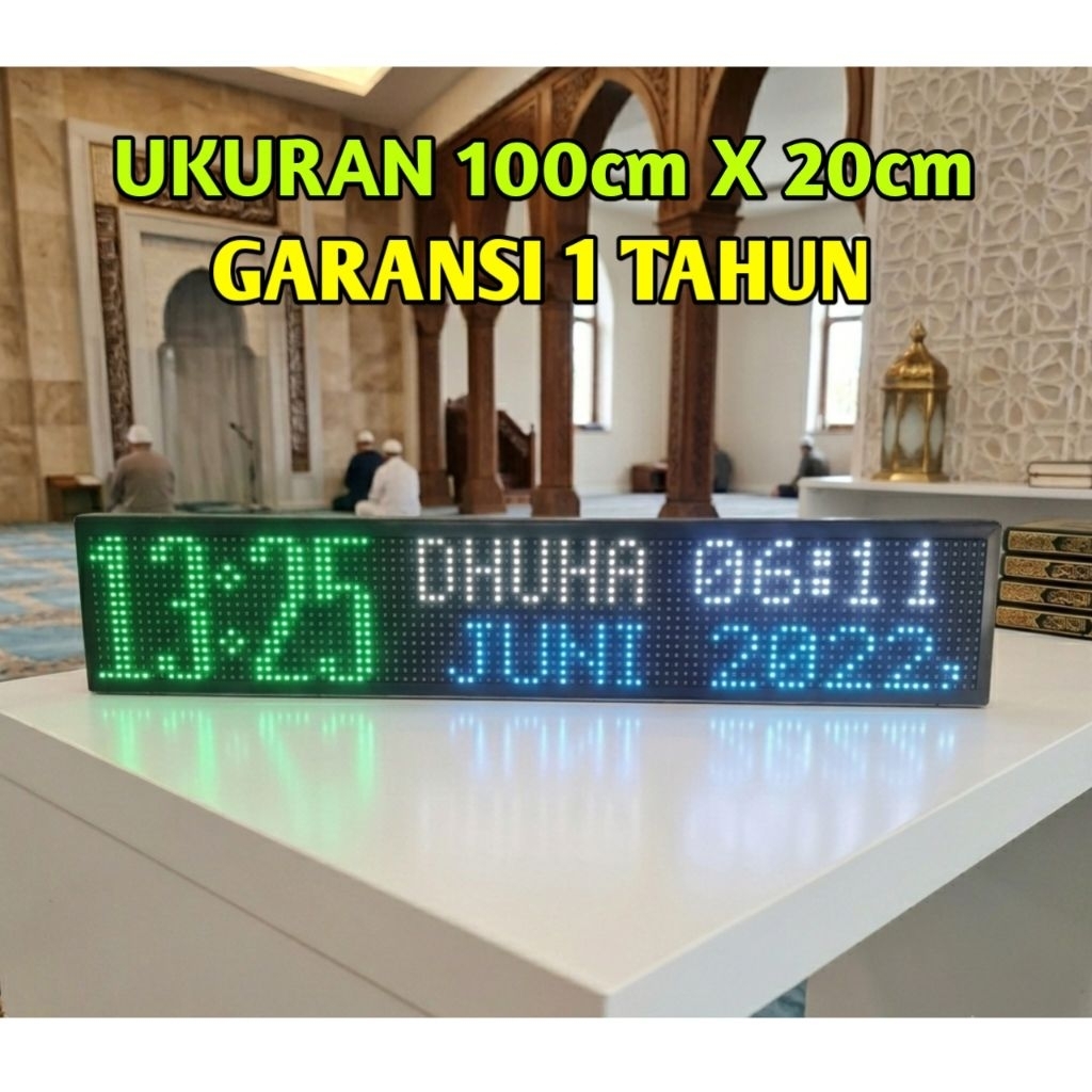 JAM DIGITAL MASJID UKURAN 100CM x20cm, AUTO TARTIL