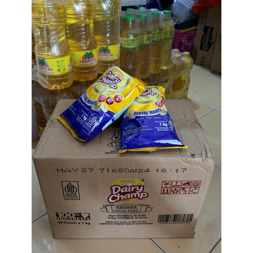 Susu Kental Manis Dairy Champ 1 kg (1 Dus-Isi 20 pcs) - Lebih Kental, Lebih Manis, Lebih Murah