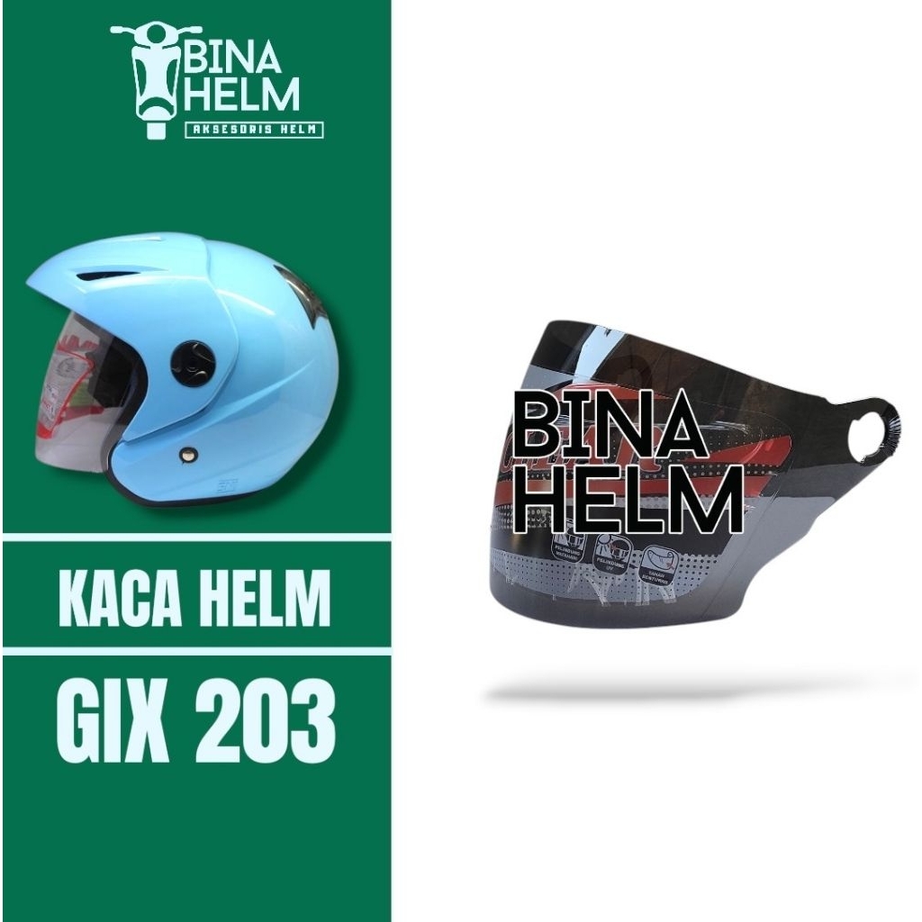 BINAHELM Kaca Helm GIX 207 Visor Helmet GIX 207 Pelangi Silver Bening Hitam