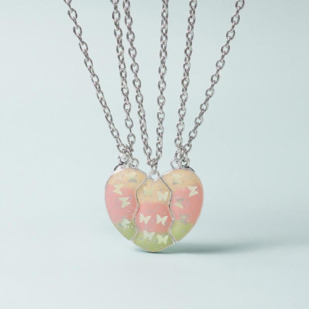 Kalung Hati BFF isi 3 PINK HIJAU