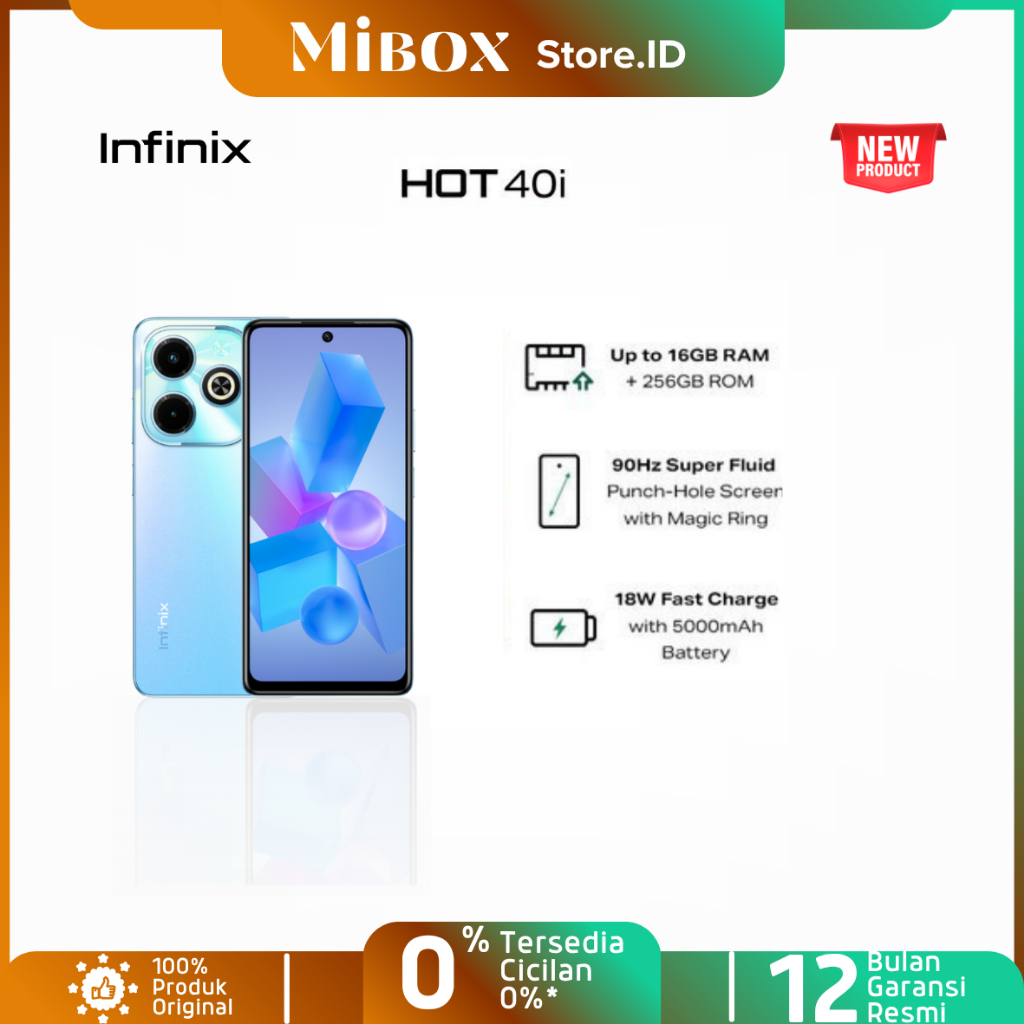 Infinix Hot 40i , RAM 16GB, Layar 90Hz, Baterai 5000mAh, New Resmi