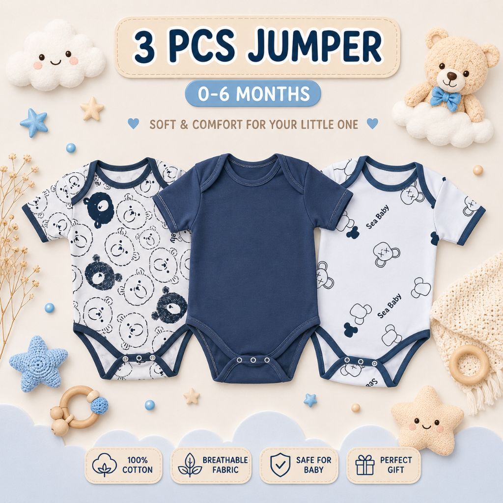 Little Luna - Baju Jumper 3 PCS Bayi Baru Lahir Spesial Gift - Luna Baby