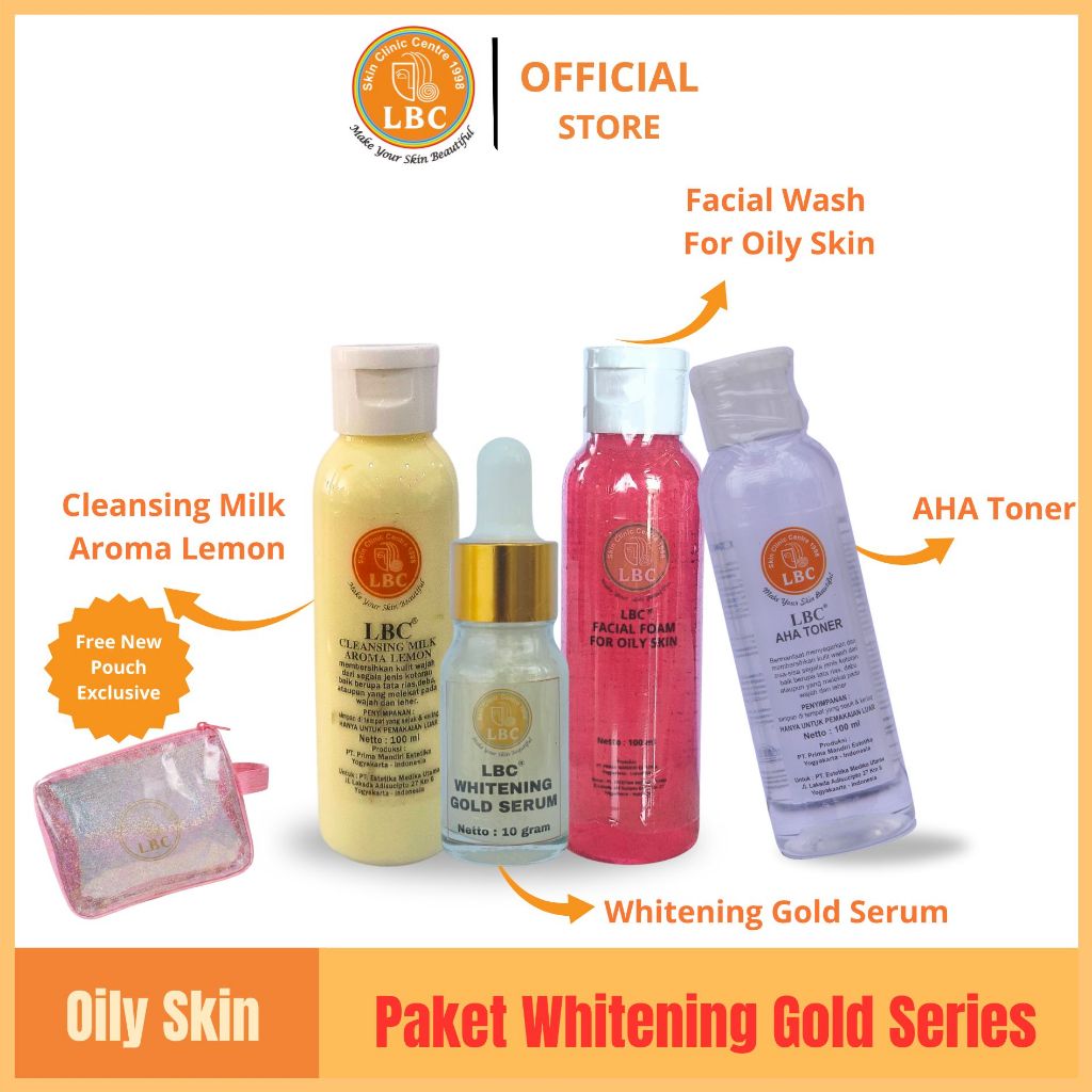 LBC-Paket Whitening Gold Series For Oily Skin (FREE POUCH)
