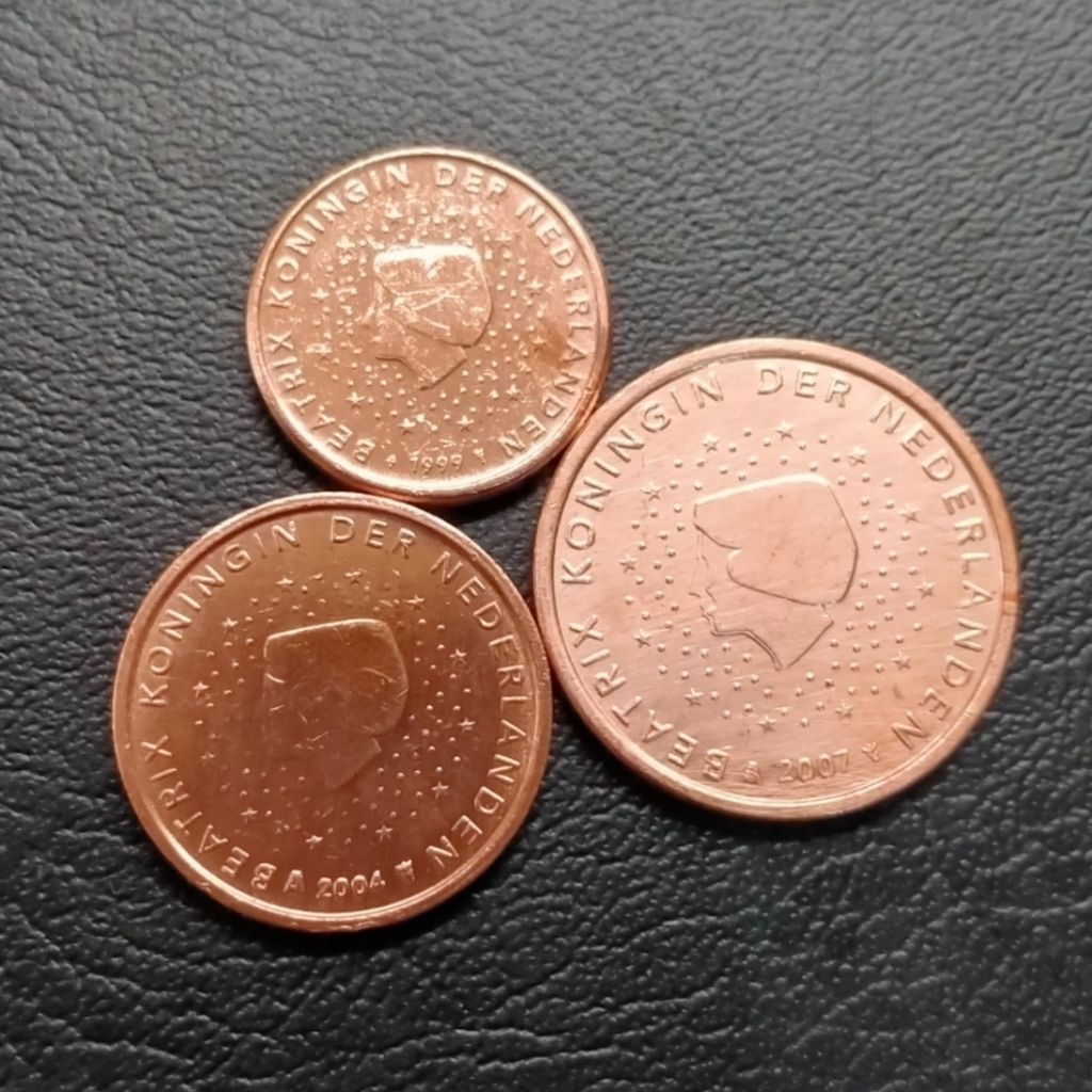 Koin Kuno Belanda Euro Cent set 3 Keping 1 cent 2 cents 5 cents cuci kinclong
