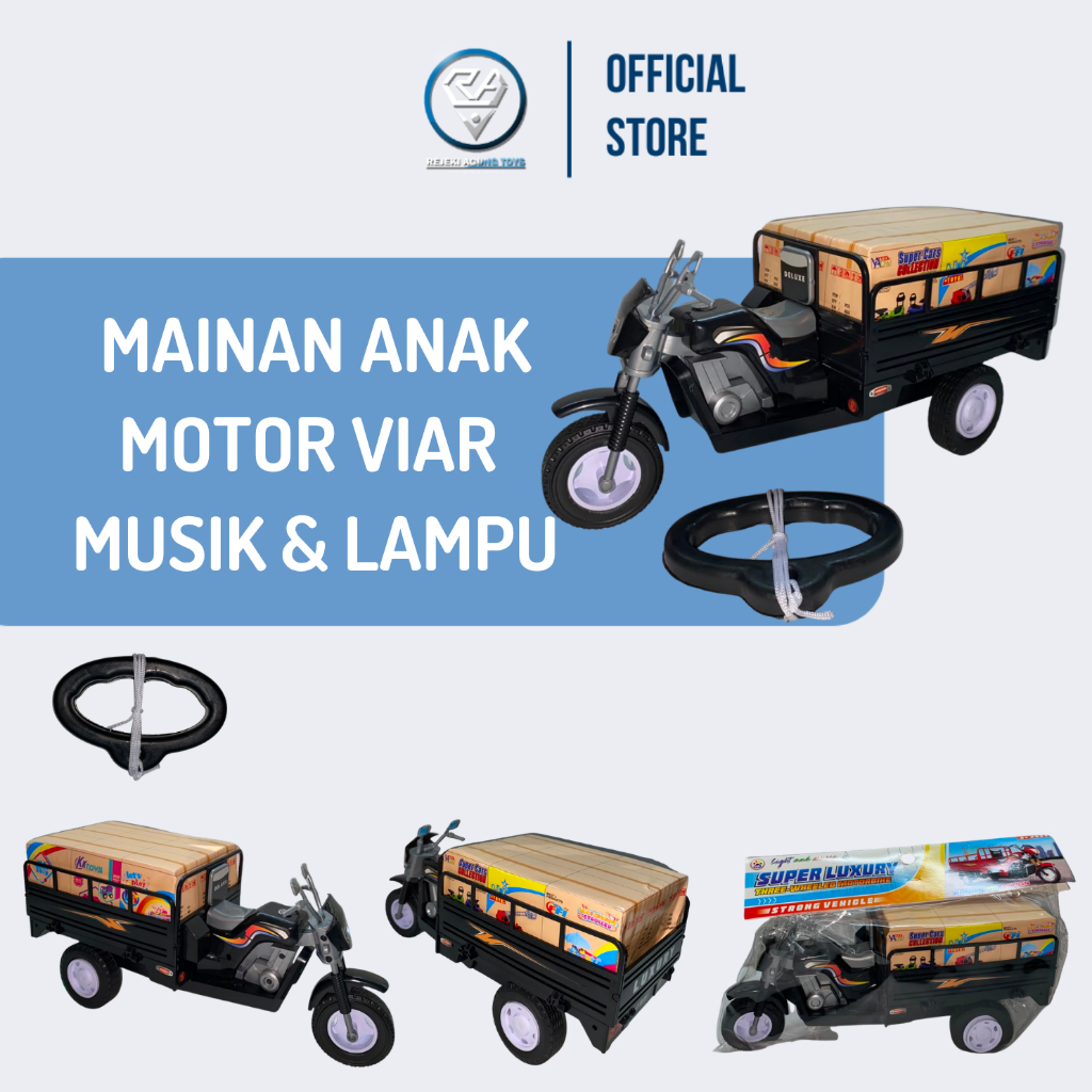 Mainan Anak Motor Viar Roda 3 Gerobak Tossa Ada Lampu Musik BO Plastik OT 07 Murah