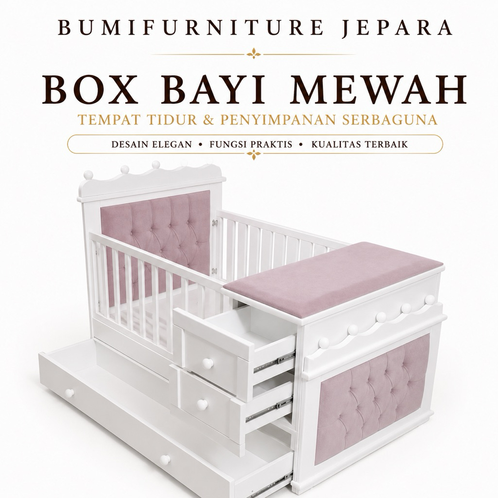 Box Bayi Minimalis Multifungsi Kayu Duco Laci Penyimpanan Tempat Tidur Bayi Modern