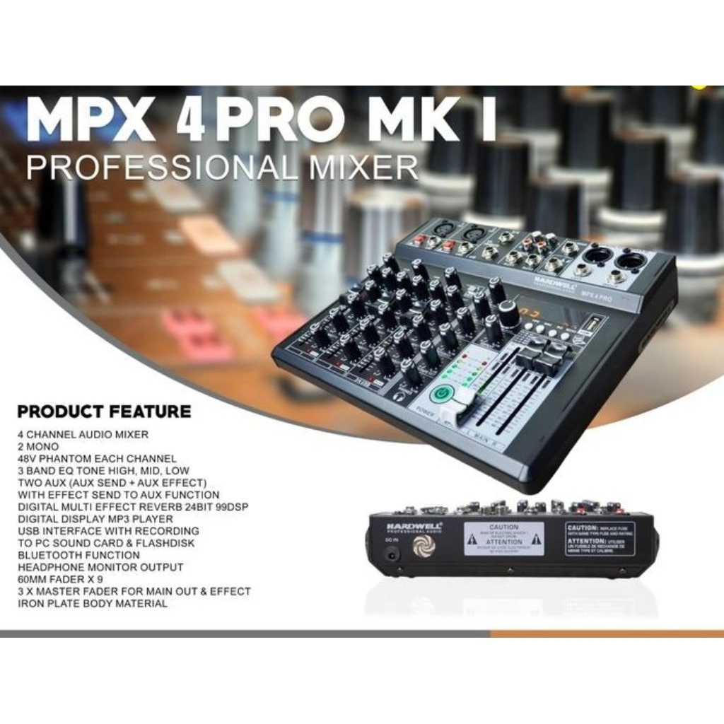 MINI MIXER AUDIO HARDWELL MPX 4 PRO MK I ORIGINAL GARANSI