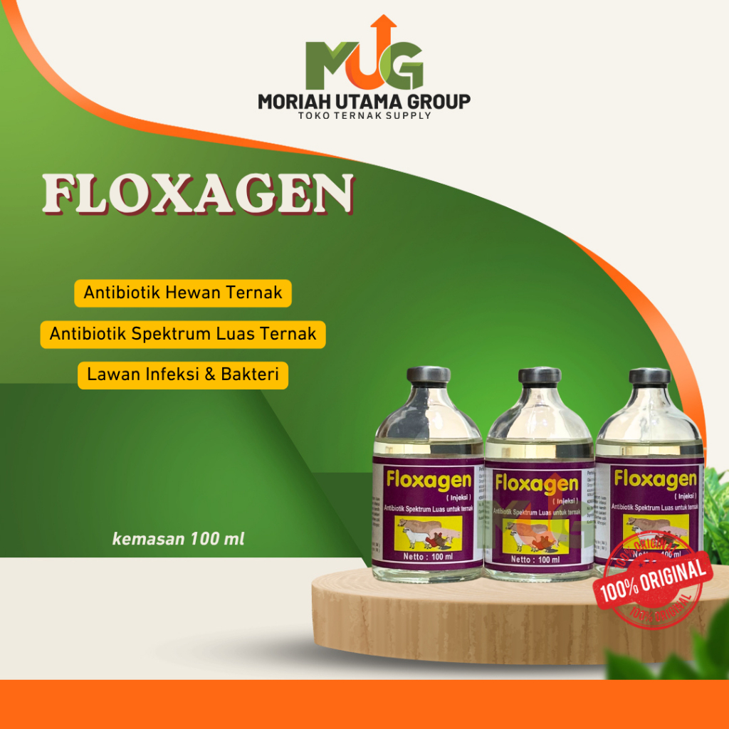FLOXAGEN 100 ML - Injeksi Antibiotik Hewan Ternak Ayam, Unggas, Babi, Kuda, Sapi, Kambing, Domba - I