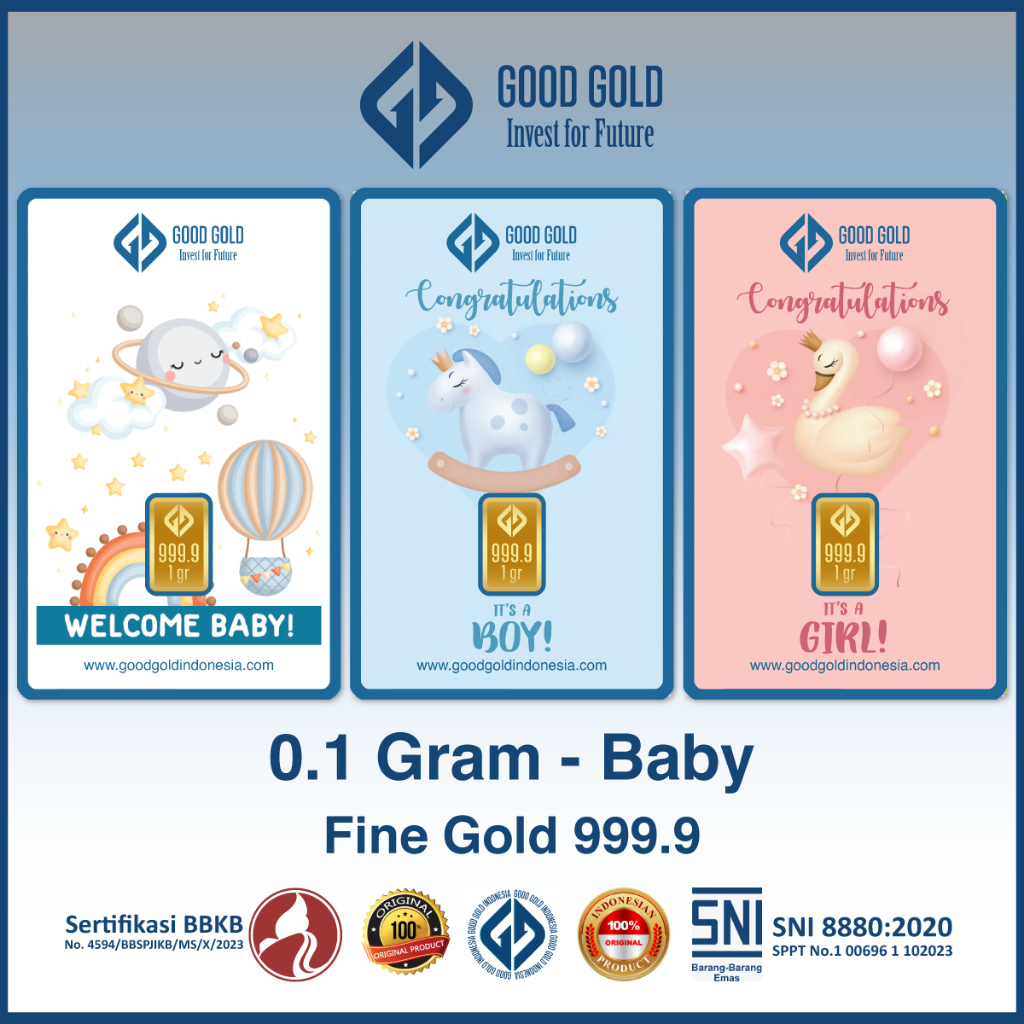 Logam Mulia Good Gold 0.5 Gram edisi Baby/ Emas Batangan GoodGold seri Baby Born Gift