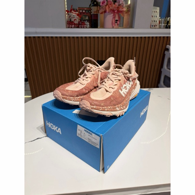Hoka Speedgoat 6 trail running shoes in the Rose Latte/Blush color - original second