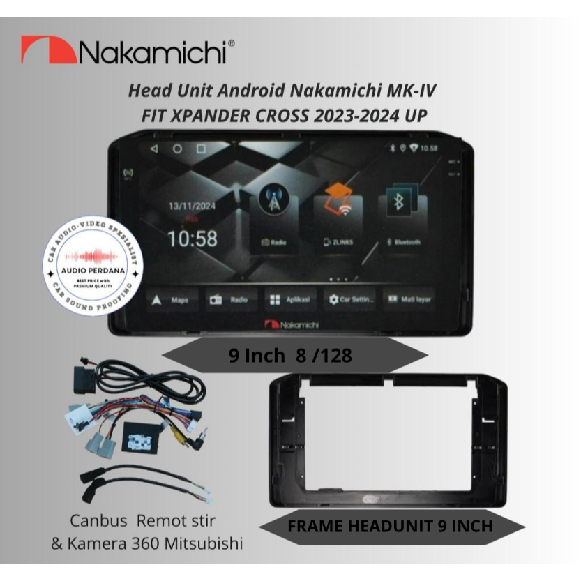 Headunit Android Nakamichi Legend MK-IV Xpander Cross 2022-2024-2025 UP 9 Inch NFC Ram 8/128GB QLED 