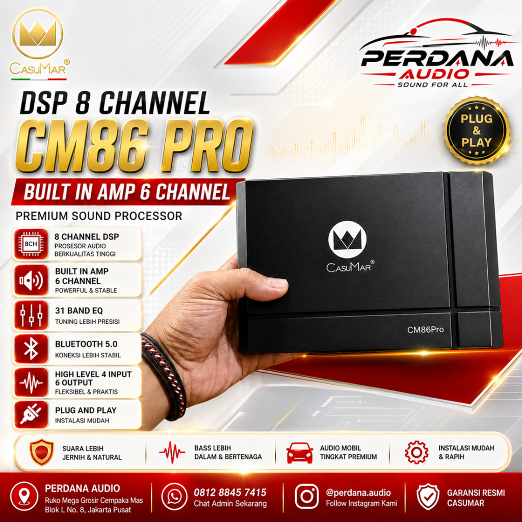 DSP Processor CASUMAR CM 86Pro DSP 8 Channel with Power Amplifier 6 Channel Bluetooth Original
