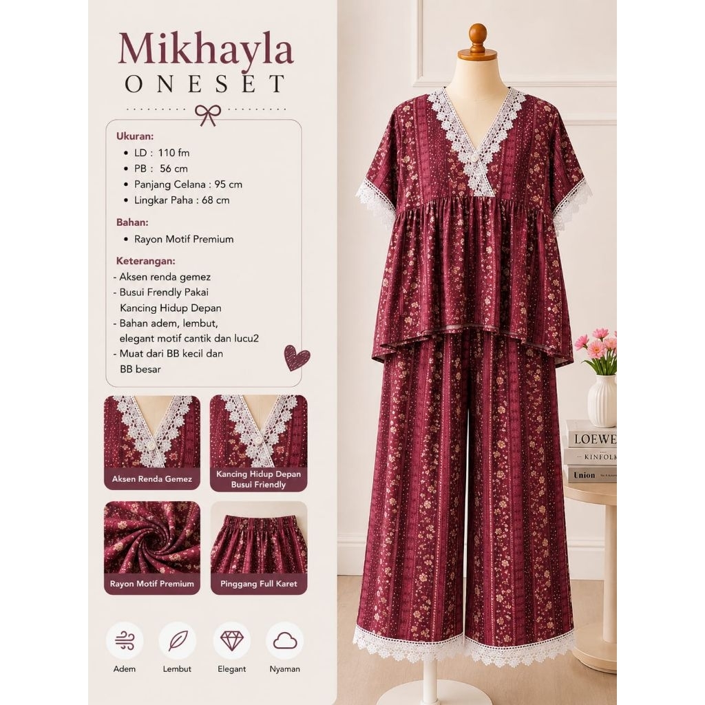by ziyyana - Mikhayla oneset kimono - rayon viscose premium | piyama pajamas baju tidur wanita dewas