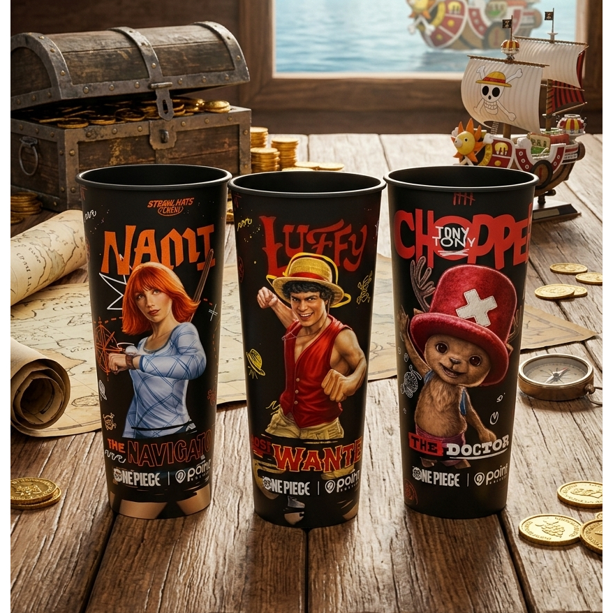One Piece Live Action x Point Coffee Limited Edition - Botol Minum Zoro Luffy Sanji Nami Chopper Uso