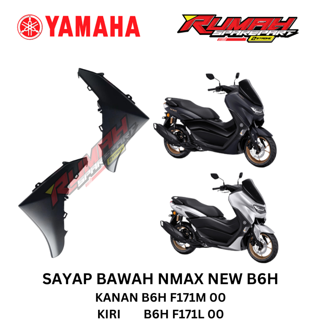 COVER SAYAP BAWAH NMAX NEW GEN 2 ORIGINAL YAMAHA B6H F171L 00/B6H F171M 00 HITAM PUTIH