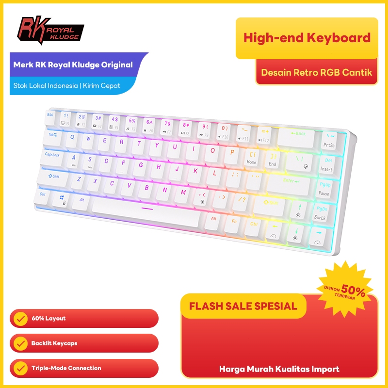 Royal Kludge RK 837 White 68 Key Gaming Keyboard