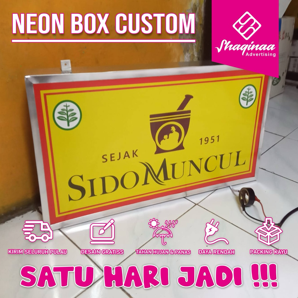 NEON BOX SIDOMUNCUL 2 muka termurah ready stok