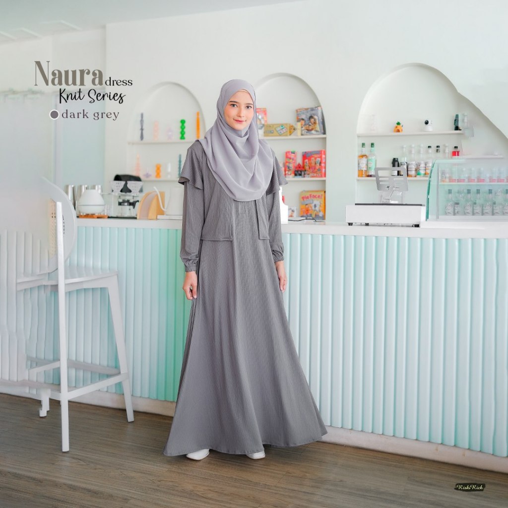RISKIRICH Naura Knit | Gamis 2in1 Dress Inner Outer | Outfit Remaja Terbaru
