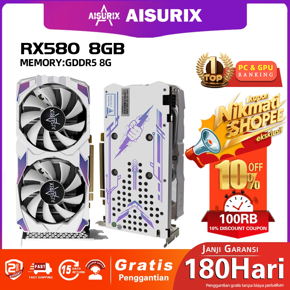 AISURIX RX580 8GB Batu ruby VGA card GDDR5 HDMI 256BIT 2048SP RX580 VGA