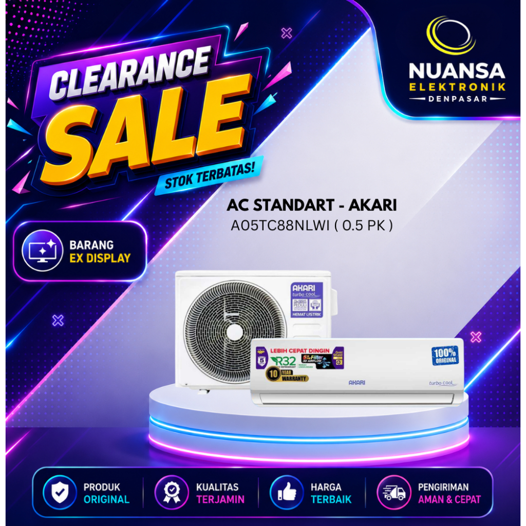 [ CLEARANCE SALE ] AC AKARI A05TC88NLWI 0.5 PK ( barang bekas display ) - Nuansa Elektronik Denpasar