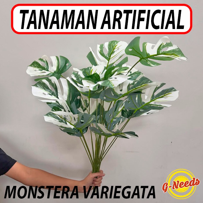Tanaman Hias Plastik Tanaman Artificial Dekorasi Rumah MONSTERA VARIEGATA