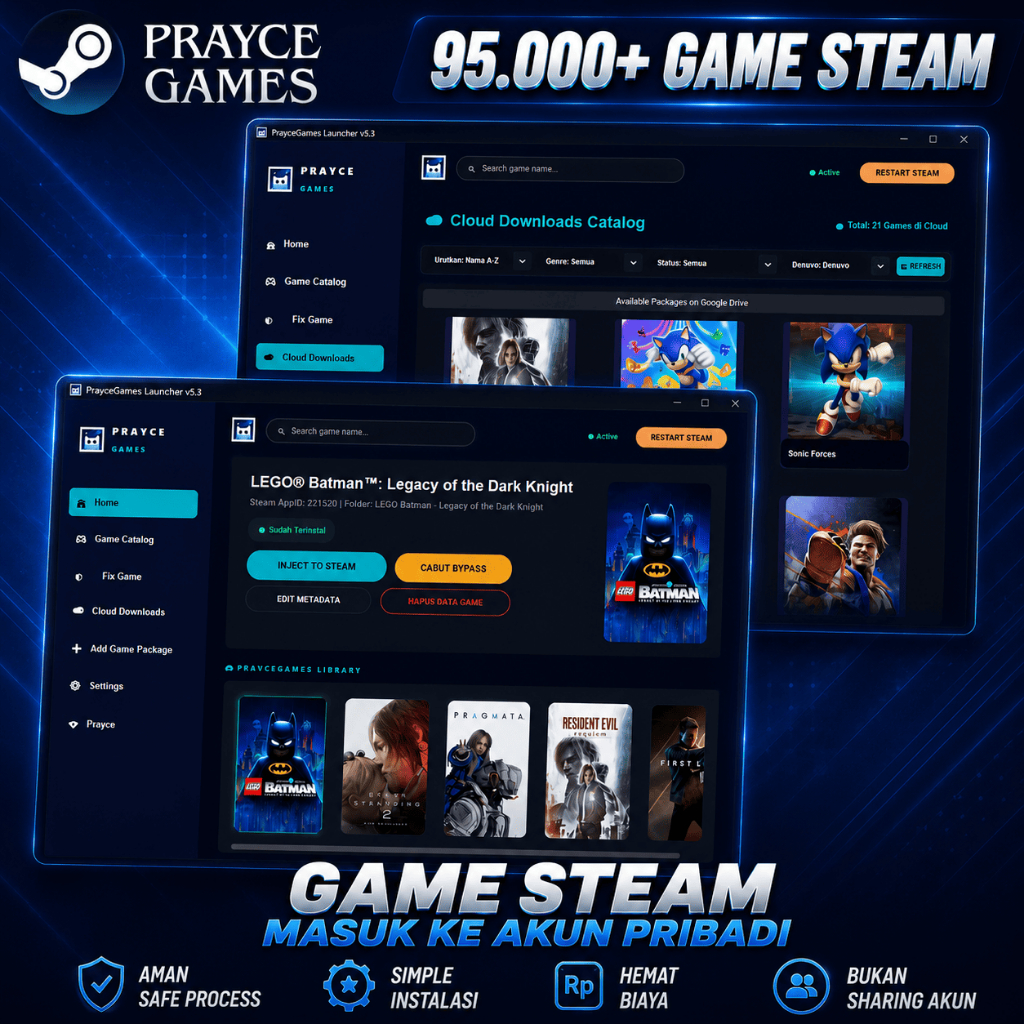 Game Steam Masuk Akun Pribadi | Bebas Request Game | Lifetime | Full DLC Steam