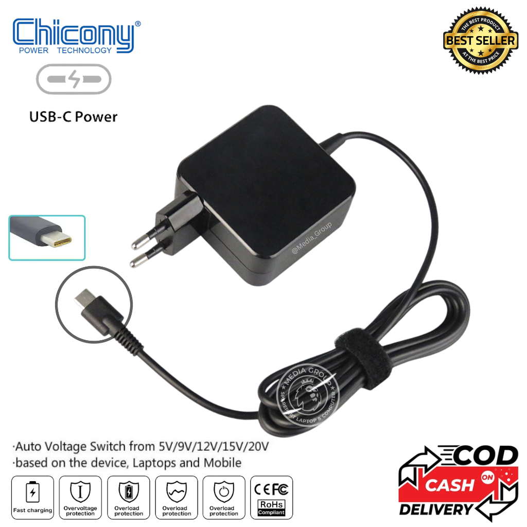 Charger Adaptor Fujitsu Lifebook U7510 U7511 U7512 U9310 U9310X U9311 U9311A USB Type C adapter