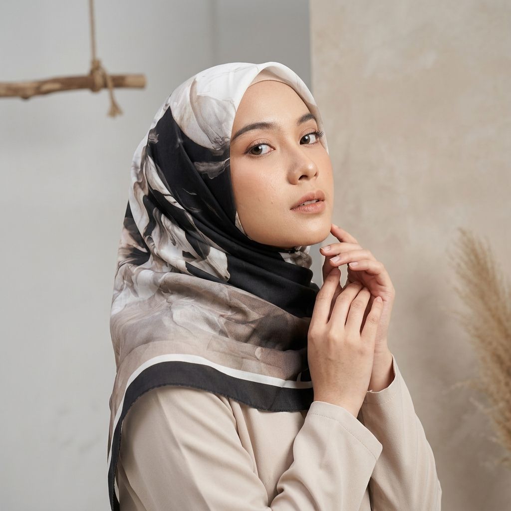 HIJAB VOAL MOTIF BUNGA HITAM/HIJAB VOAL MOTIF BUNGA SERIS TERBARU DENAY MOTIF BUNGA
