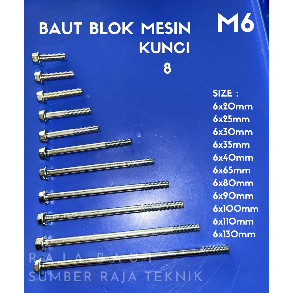 FLANGE BOLT BAUT BLOK MESIN BAUT CVT M6 KUNCI 8 | BAUT 8