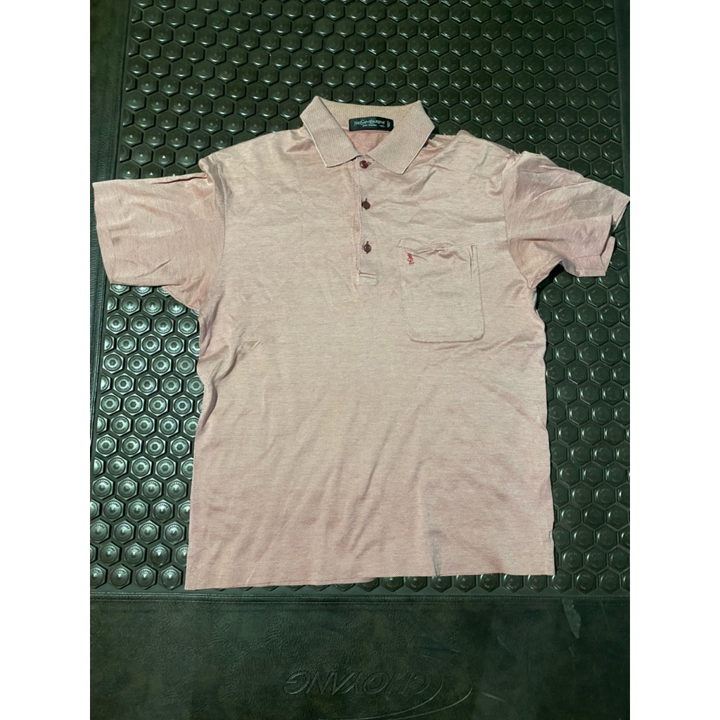 POLO SHIRT LUXURY YSL YVES SAINT LAURENT SOFT PINK MEWAH BRANDED ( ada minus hole sangat kecil di 3 