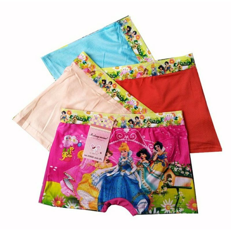6 Pcs CD Boxer Celana Pendek Boxer anak Cewek / Motif Lucu / Size M L XL