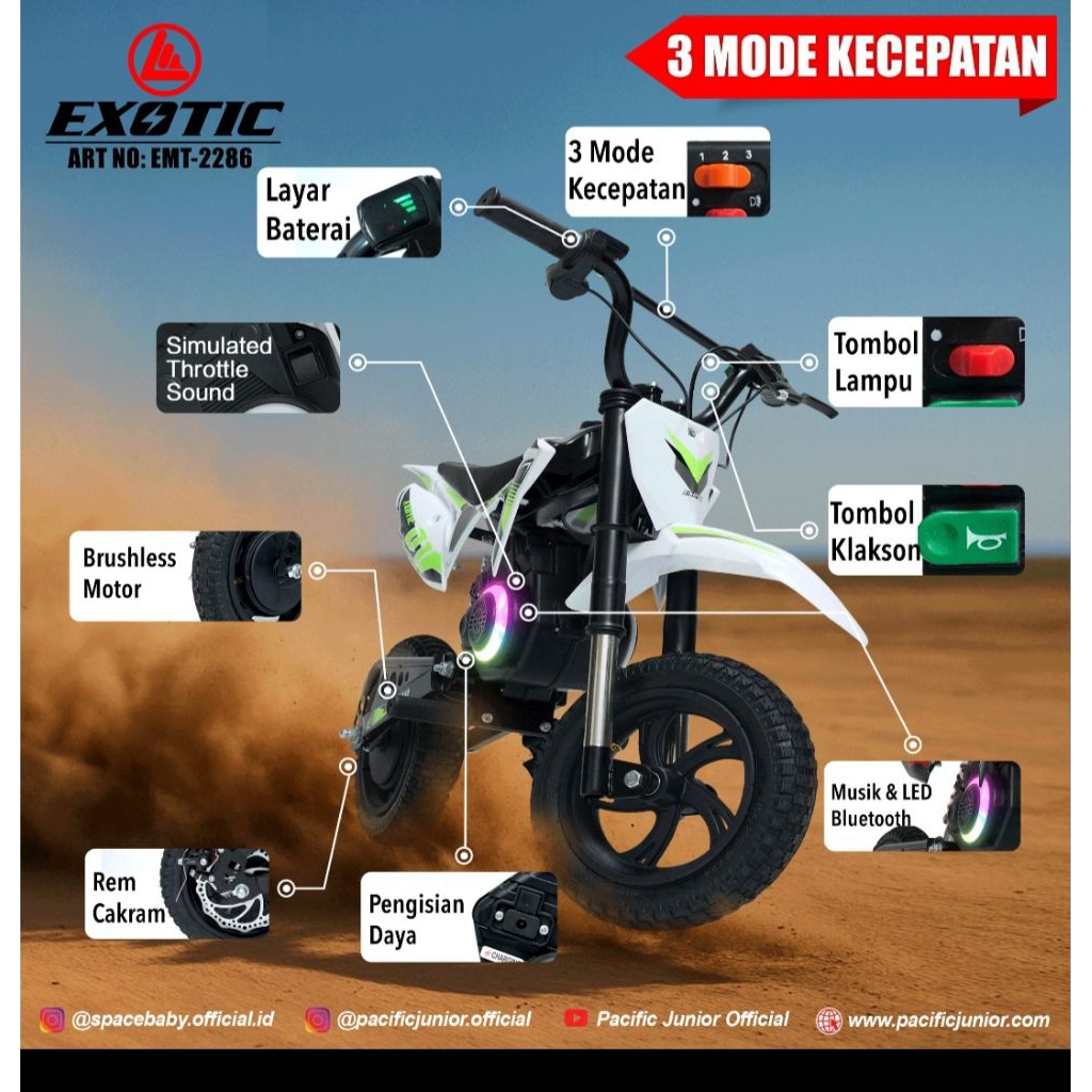 mainan anak motor trail cas listrik pontianak