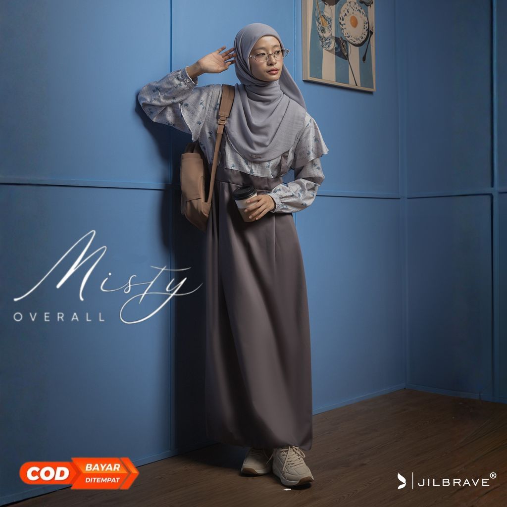 JILBRAVE Misty Overall Gamis Motif Tencel Premium 2in1 / Baju Dress Muslimah Mewah Busui Friendly