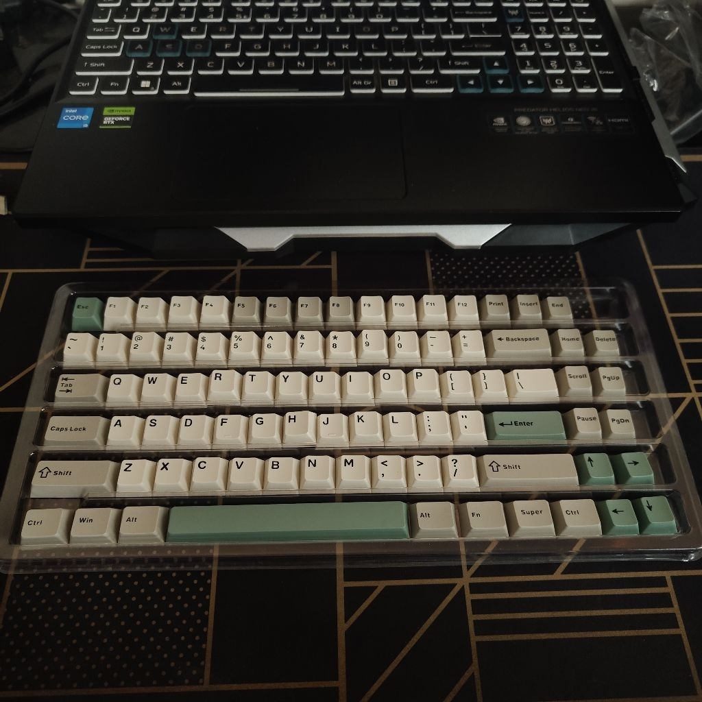 Keycaps Copotan Linky87 Cherry Profile - White Grey Green
