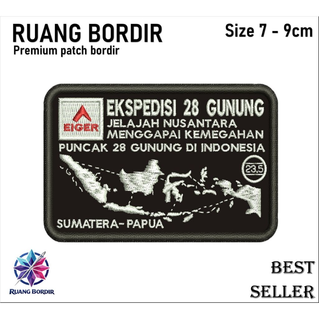 Emblem Patch Bordir Eiger  28 Gunung Premium Berkualitas - Ruang Bordir