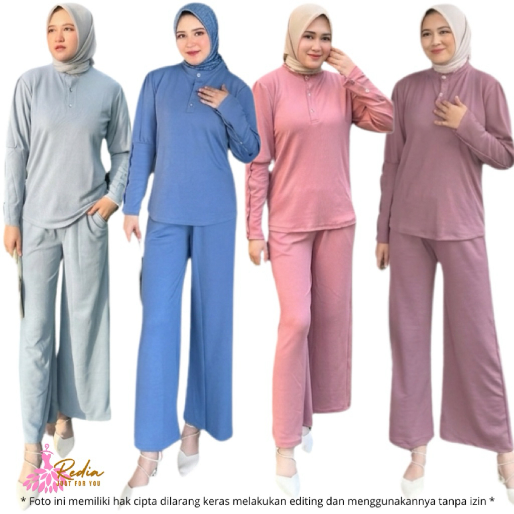REDIA | KINARA ONSET | SETELAN WANITA TERBARU | TUNIK & CELANA KULOT SNOWY KNIT PREMIUM | OUTFIT KEK