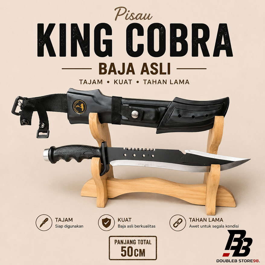 PISAU KING COBRA | PISAU OUTDOOR SURVIVAL | BAJA ASLI TAJAM TAHAN KARAT
