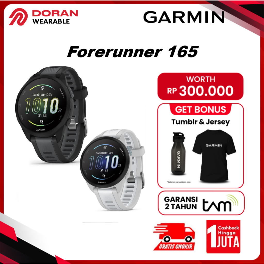 Garmin Forerunner 165 | Garmin Forerunner 165 Music FR 165 FR165 - Garansi Resmi TAM 2 Tahun