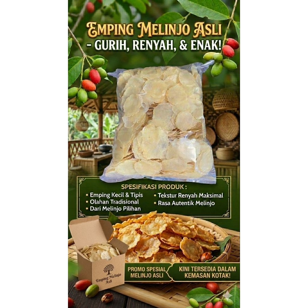 Emping Melinjo Super Kering Emping Melinjo Super Premium Asli Kebumen