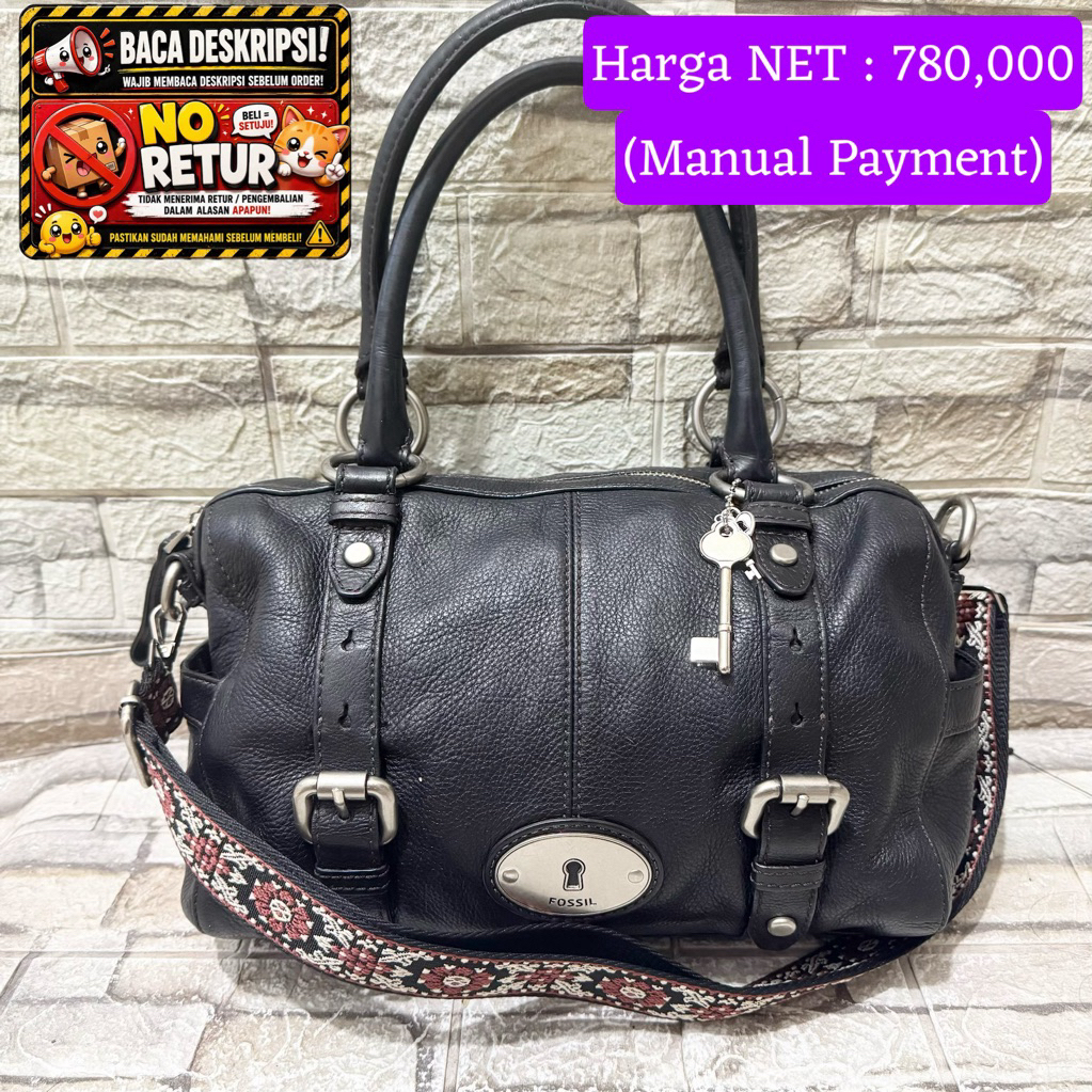 756# NET-Preloved Fossil Maddox Speedy Large Hitam (key talpan ala)