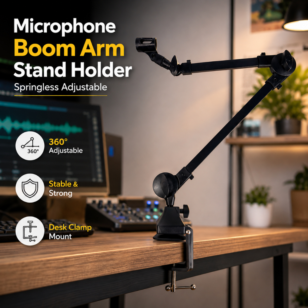 Microphone Boom Arm Stand Holder Springless Adjustable