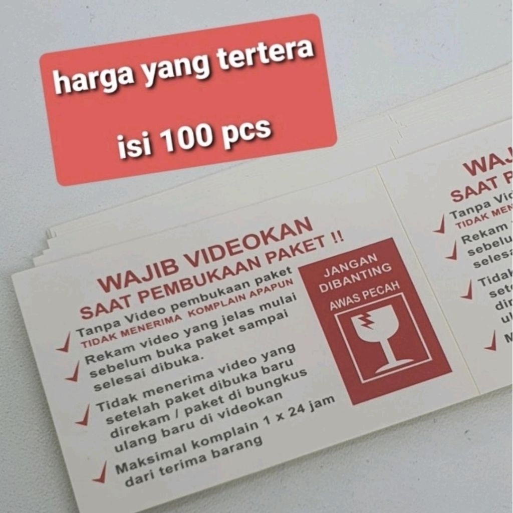 sticker/label wajib video unboxing