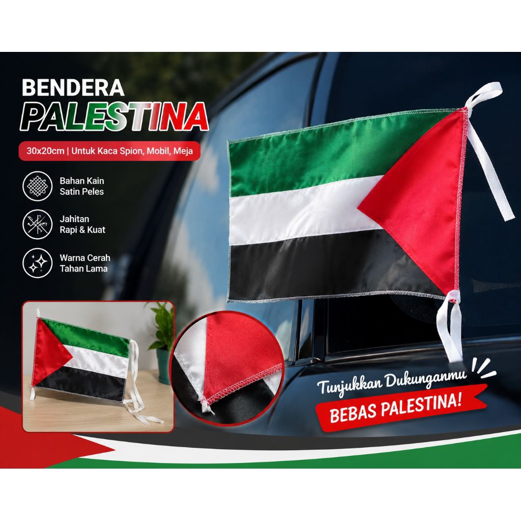 Bendera Motor Palestina | Bendera Palestina untuk Motor, Mobil, Sepeda | Bendera Palestina Kecil Unt