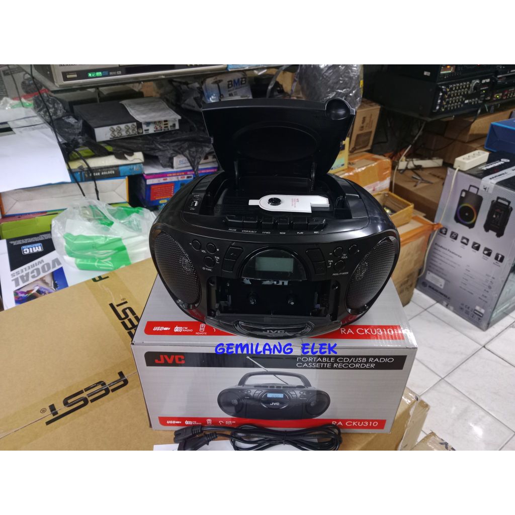 COMPO PORTABEL JVC RD CKU 310 KASET TAPE CD MP3 USB RADIO