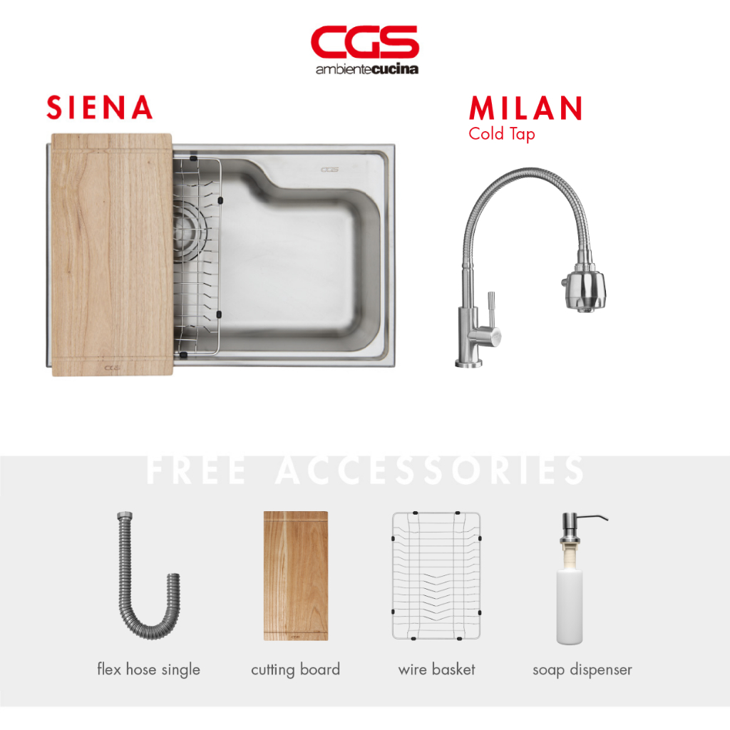Paket Promo: CGS Siena Kitchen Sink + Kran Air CGS Milan
