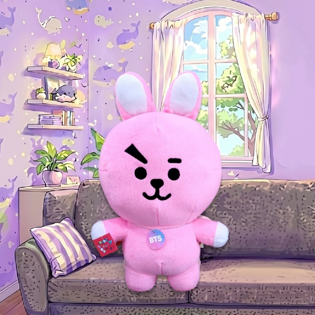 boneka korea merah muda lucu