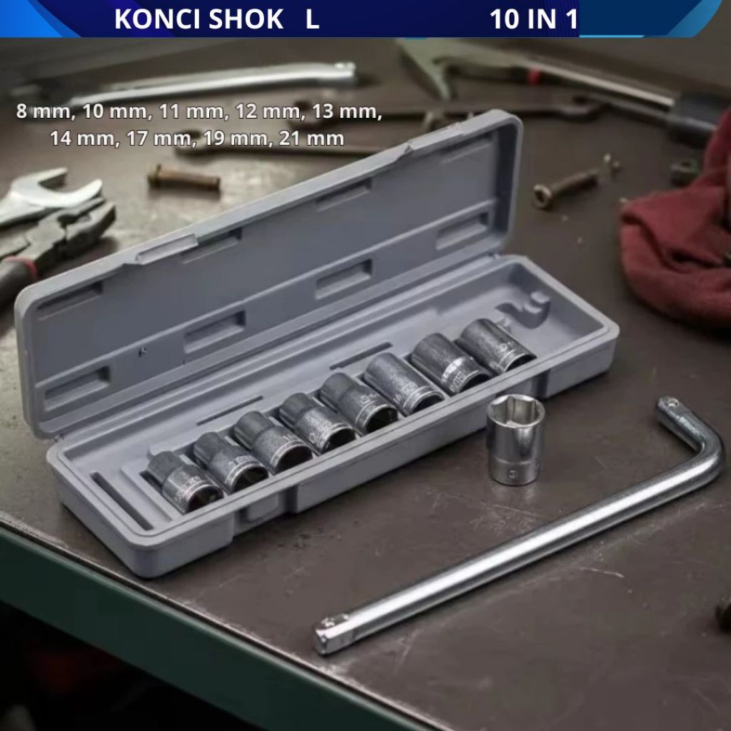 Kunci Shok 10 Pcs Kunci Shok L Set 8 - 21 MM Kunci shok tahan karat