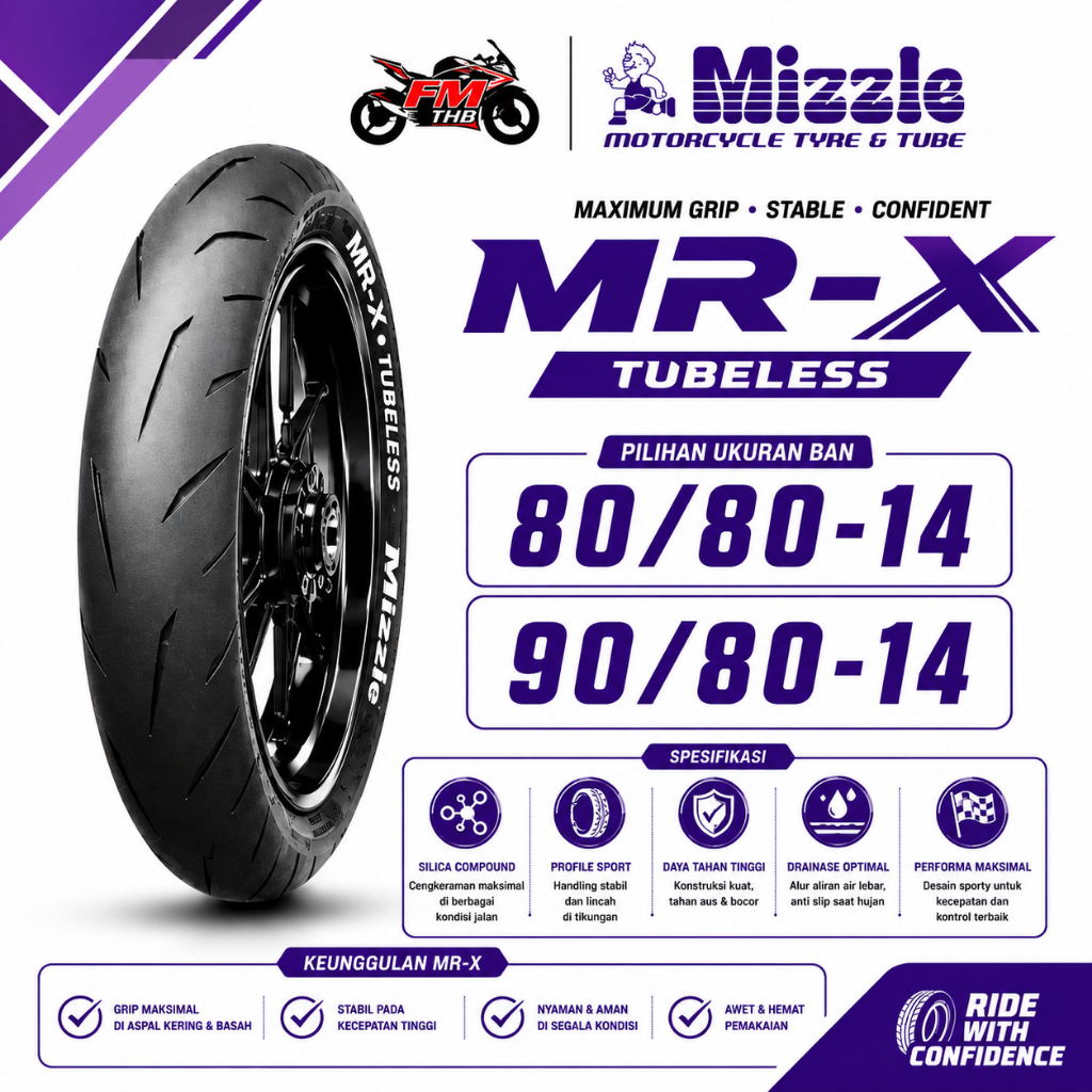 Ban Mizzle MRX Ring 14 Tubeless Racing Compound - Ban Tubeless Ring 14 (Pilih Ukuran)